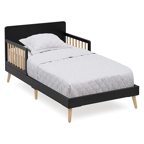 Delta Children Logan Wood Toddler Bed, Greenguard Gold Certified, Midnight Grey/Natural - Jamouz