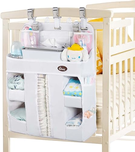 HHZ XL Hanging Diaper Caddy Organizer –Sturdy and Durable Baby Organizer – Diaper Stacker for Changing Table, Crib, Playard or Wall & Nursery Organization – Newborn Baby Essentials - Jamouz