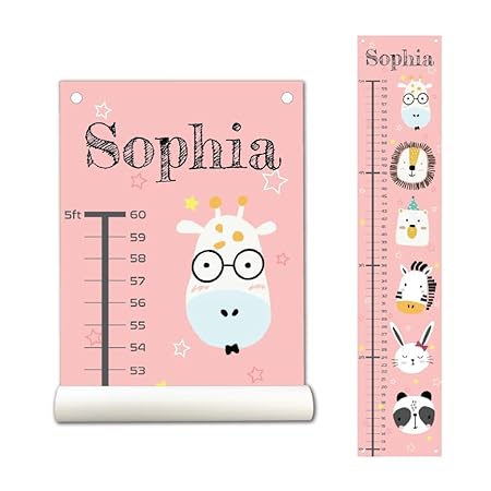 Personalized Kids Canvas Growth Chart, Height Chart, Growth Chart Banner, Train - Jamouz