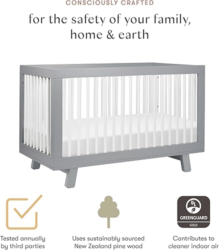 babyletto Hudson 3-in-1 Convertible Baby Crib with Toddler Bed & Daybed Conversion - Easy to Assemble - GREENGUARD Gold Certified w/ 4 Adjustable Mattress Heights - Natural - Jamouz