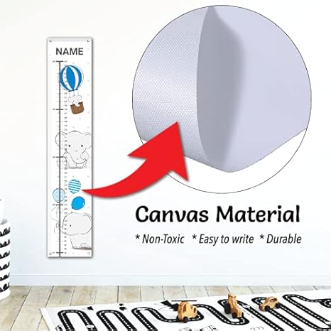 Personalized Kids Canvas Growth Chart, Height Chart, Growth Chart Banner, Train - Jamouz