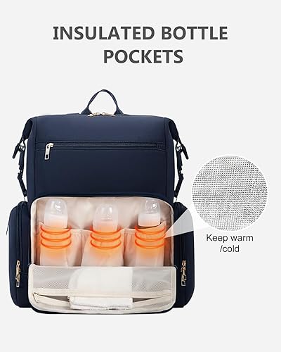 CEI-CEI Neoprene Diaper Bag Backpack with Changing Pad, Large Newborn Baby Maternity Bags Travel Tote with Insulated Pockets (Black) - Jamouz