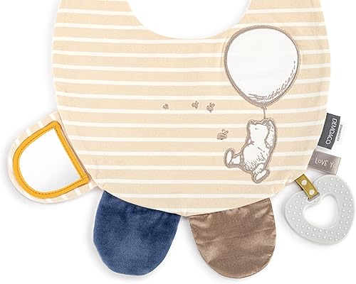 DEMDACO Mommy & Me 11.5 x 10 Inch Textured Fabric, Tactile, Teething Ring, Feeding, Activity Bib - Jamouz