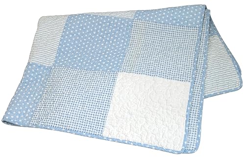 Stephan Baby Heirloom-Quality Pieced Crib Quilt, Blue and White Vintage Dot - Jamouz
