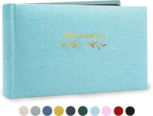 Holoary Small 4x6 Photo Album, Linen Hard Cover, Holds 50 Photos, Black Page Traditional Book Bound, Mini Brag Book Baby Album, Ideal For Wedding, Family Pictures, Gifts, Anniversary (Sky blue) - Jamouz