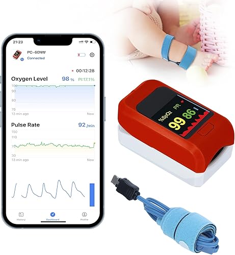 Baby Oxygen Monitor with Bluetooth App, Baby Pulse Oximeter, Tracks Baby's Heart Rate, Oxygen Level, Baby Sleep Monitor, Adjustable Foot Band for 0-36 Months Infant - Jamouz