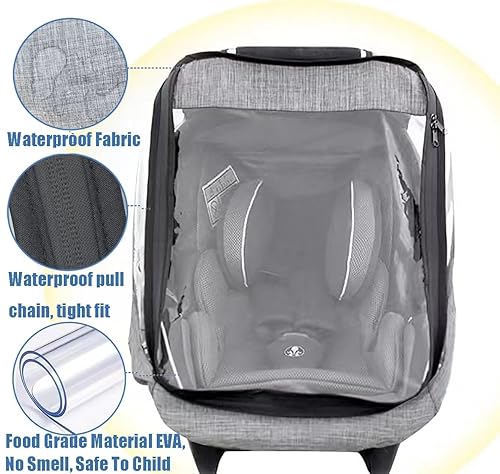 Stroller Rain Cover,Universal Stroller Accessory,Waterproof,Windproof Protection,Protect from Dust Snow,Baby Travel Weather Shield(Grey) - Jamouz