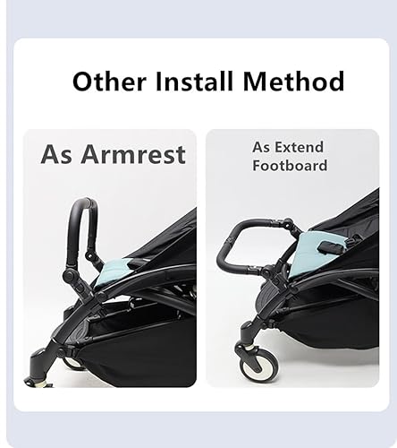 Stroller Bumper Bar Adjustable Angle Replacement Armrest Detachable Stroller Bar Handlebar Crossbar Stroller Accessory Dual-Mode Open with Black Smooth Leather Cover - Jamouz