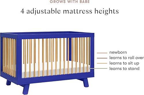 babyletto Hudson 3-in-1 Convertible Baby Crib with Toddler Bed & Daybed Conversion - Easy to Assemble - GREENGUARD Gold Certified w/ 4 Adjustable Mattress Heights - Natural - Jamouz