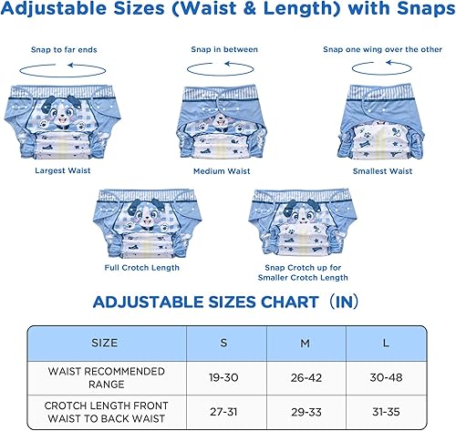 Littleforbig Washable Adjustable Reusable Waterproof Cloth Adult Diaper Wrap Cover- Little Blue M - Jamouz