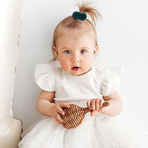 30PCS 2 Inch Baby Girls Hair Ties with Linen Bows,Soft Elastics Ponytail Holders Hair Accessories for Infants Toddlers Baby Girls (Dark color) - Jamouz