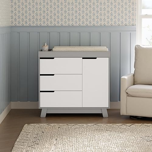 Babyletto Hudson 3-Drawer Changer Dresser with Removable Changing Tray in Washed Natural and White, Greenguard Gold Certified - Jamouz