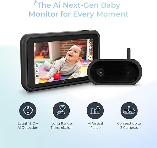Tiny Traveler Ai Smart Wireless Baby Car Monitor - AI-Powered Safety Alerts: Cry/Laugh/Stand Detection, Virtual Fence, Long Range 1000ft Night Vision Lullabies Night Light - Jamouz