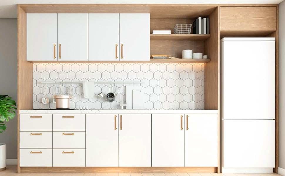 Modern Brass and Wood Cabinet Pulls