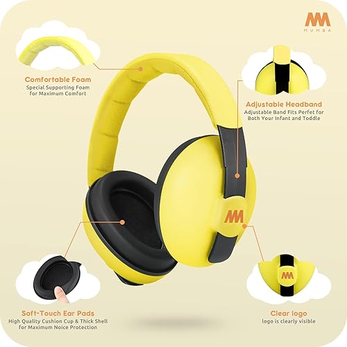 Mumba Baby Ear Protection Noise Cancelling Headphones for Babies and Toddlers Baby Earmuffs - Ages 3-24+ Months - Jamouz