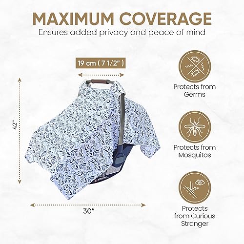 MOZAH Baby Multi-Use Cover: 9-in-1 Car Seat Covers Canopy Cover, Breathable Breastfeeding Cover, Stroller Cover & More, Boys & Girls Shower Gifts (Warm Taupe) - Jamouz