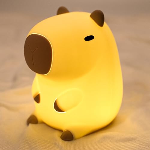 UNEEDE Capybara Night Light, Cute Animal Silicone Nursery Night Light Rechargeable Table Lamp Bedside Lamp with Touch Sensor for Bedrooms, Living Room - Jamouz