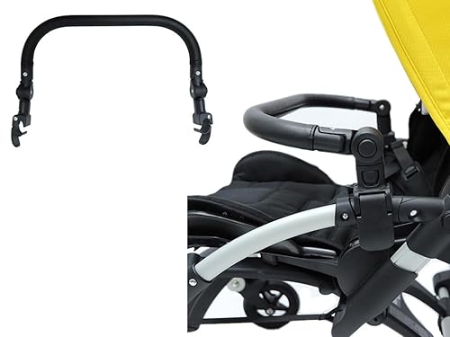Baby Stroller Bumper Bar Replacement Armrest Detachable Stroller Bar Armrest Handlebar Crossbar Accessories Just for Bugaboo Bee 3 Bee 5 Bee 6 with Black PU Leather Handle Cover, Adjustable Angle - Jamouz