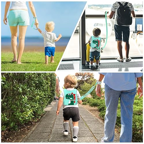 Toddler Leash-Baby Walking Safty Harness and Child Anti Lost Wrist Link for Girls/Boys Travel (Green) - Jamouz