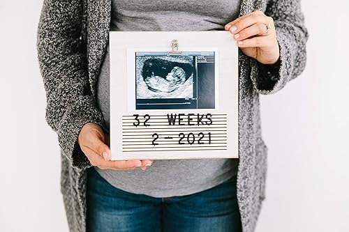 Pearhead Classic Wooden Letterboard, Baby Keepsake Clip Photo Frame, Wooden - Jamouz