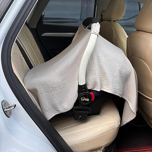 100% Muslin Cotton Car Seat Cover Baby, Carseat Canopy Cover, Universal Fit Stroller Covers for Boys and Girls (Roman Green) - Jamouz