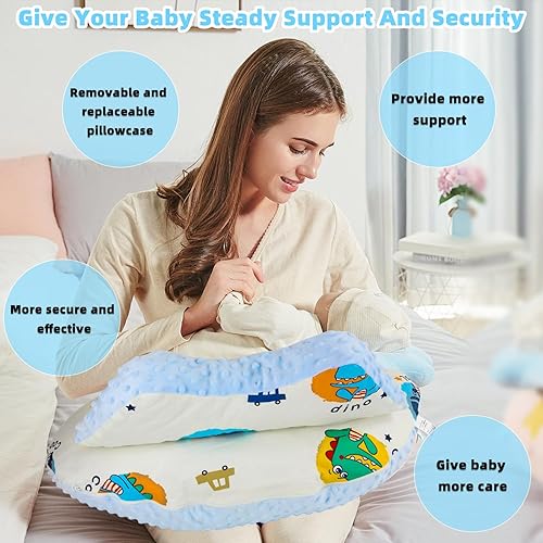 Nursing Pillow for Breastfeeding - Breast Feeding Pillow for More Support with Comfortable Cotton Material Removable Cotton Cover, Adjustable Waist Strap, Security Fence for Baby Boy and Girl - Jamouz