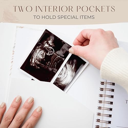 Keepsake Pregnancy Journal w/200+ pages | Boho Themed Pregnancy Planner, Scrapbook and Memory Book | Baby Journal | Birth Planner | 8 Tab Dividers | Brown Twin Spirals | Two Inner Pockets | Ideal Gift - Jamouz