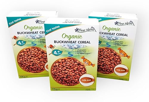 Fleur Alpine Organic Buckwheat Baby Cereal - Nutrient-Rich, Gentle Introduction to Solids and Easy To Make Breakfast Meal - For Babies from 4 months - 175 grams - Pack of 3 - Jamouz