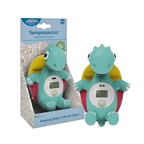 Dr. Brown's CleanUp Temposaurus Floating Bath Thermometer for Accurately Measuring Baby's Bath Water Temperature, BPA free - Jamouz