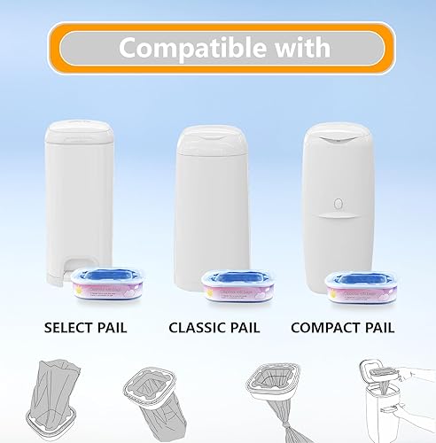 8 Pack Jumbo 28 FT Diaper Pail Refills Cartridge Compatible with Diaper Genie Select Pail, Classic Pail, Compact Pai,Square Pails Diaper Pails Refills - Jamouz