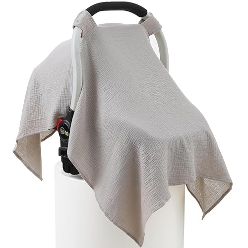 100% Muslin Cotton Car Seat Cover Baby, Carseat Canopy Cover, Universal Fit Stroller Covers for Boys and Girls (Roman Green) - Jamouz