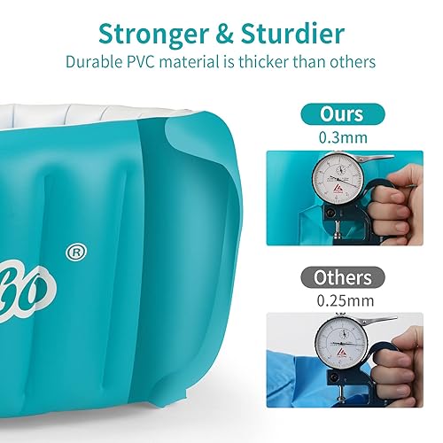 Inflatable Bathing Tub for Toddler,Non Slip Safety Thick Cushion Central Seat,Portable Travel Seat Baths Baby Swimming Pool for 0-5 Year(Blue) - Jamouz