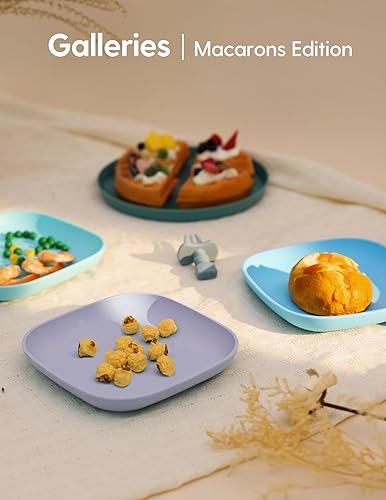BABELIO Powerful Suction Plates for Baby and Toddler, 100% Food Grand Silicone, Divided, BPA Free, Microwave & Dishwasher Safe, Stay Put, 3 Pack - Jamouz