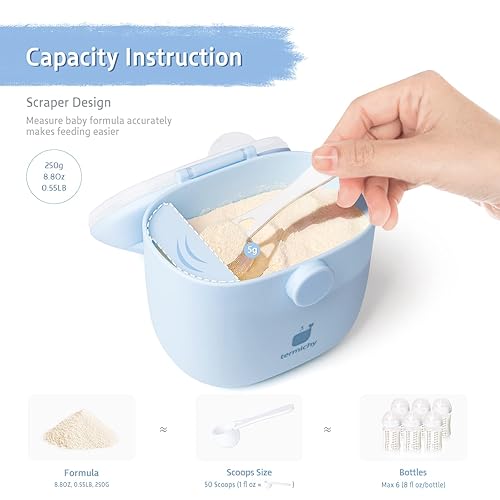 Termichy Baby Formula Dispenser, Portable Milk Powder Dispenser Container with Carry Handle and Scoop for Travel Outdoor Activities with Baby Infant, 8.8OZ, 0.55LB, 250g (Pink) - Jamouz