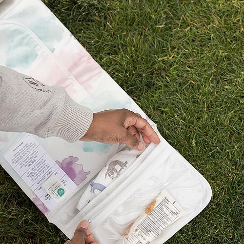 Tiny Twinkle Portable Diaper Changing Pad, Foldable Waterproof Baby Change Pad for Newborn Girl & Boy with Smart Wipes Pocket (Beige Checkers) - Jamouz