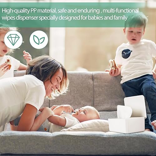 Diaper Wipes Dispenser Wipes Holder, Wipes Tissue Case Keeps Wipes Fresh Tissue Wipes Container with Lid (Blue) - Jamouz