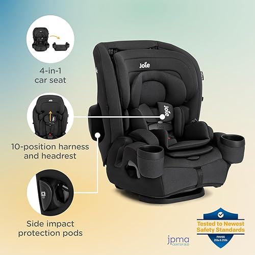 Joie Saffron SI 4-in-1 Car Seat – Car Seat for Infants to Toddlers to Big Kids - 4 Modes, 10-Position No-Rethread Headrest & Harness (Dove) - Jamouz