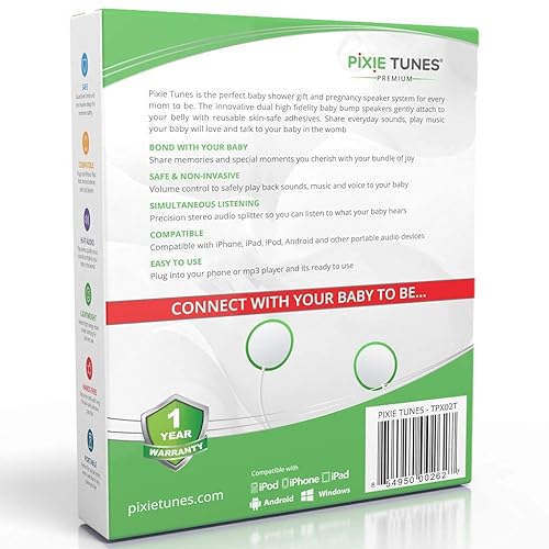 Premium Award-Winning Baby Bump Headphones; #1 Pregnancy Speakers to Play Music, Sound and Talk to Your Baby, Green - Jamouz