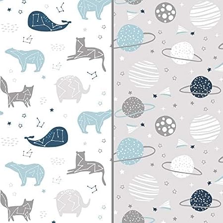 Stretchy Changing Pad Covers for Boys Girls,2 Pack Jersey Knit,Elephant & Whale - Jamouz