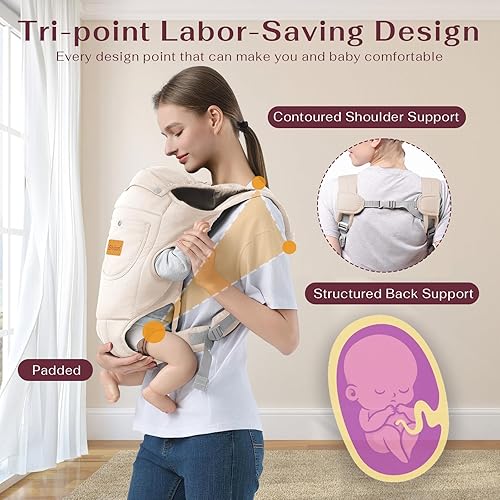 Baby Carrier Newborn to Toddler, Cozy Baby Wrap Carrier(7-30lbs), Easily Adjustable Toddler Carrier, Lightweight Baby Holder Carrier, Black - Jamouz