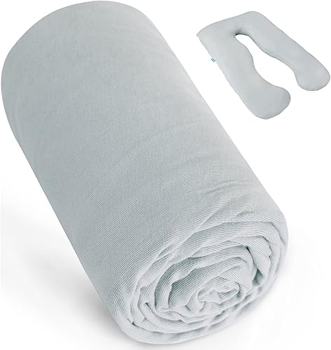 Pregnancy Pillow Cover U-Shaped, Super Soft Replacement Cover Fits Most 55/57 Inch Maternity Pillow, Full Body Pregnancy Pillow Case, Universal Fit, Grey Hearts Print - Jamouz