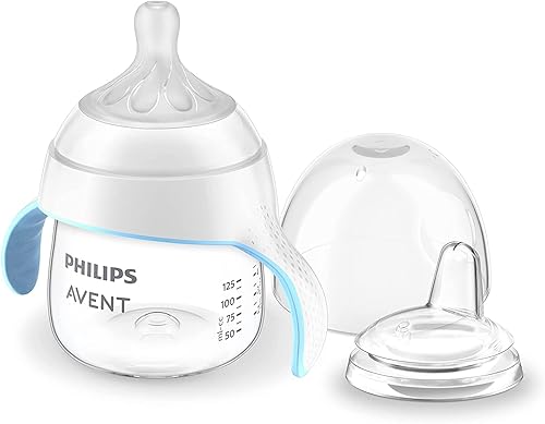 Philips Avent Natural Trainer Cup with Extra Fast Flow Natural Response Nipple (Flow 5) and Soft Spout, 5oz, SCF263/01 - Jamouz