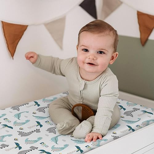 Stretchy Changing Pad Covers for Boys Girls,2 Pack Jersey Knit,Elephant & Whale - Jamouz