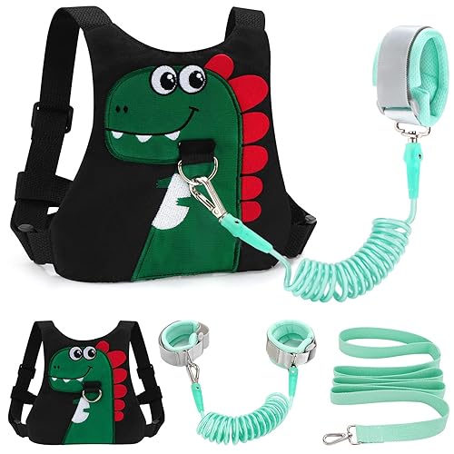 Toddler Leash-Baby Walking Safty Harness and Child Anti Lost Wrist Link for Girls/Boys Travel (Green) - Jamouz