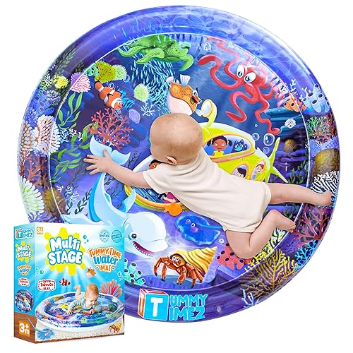 Premium Tummy Time Water Mat, Extra Large Multi-Stage Activity Center Promoting Baby Motor & Sensory Development, Inflatable Playmat Visual Stimulation Gift Infants Toddlers Boys Girls - Jamouz