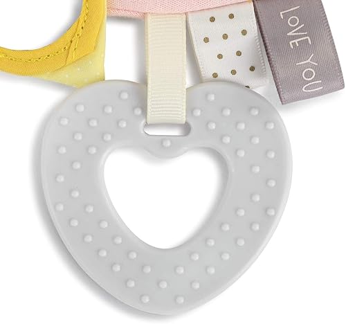 DEMDACO Mommy & Me 11.5 x 10 Inch Textured Fabric, Tactile, Teething Ring, Feeding, Activity Bib - Jamouz