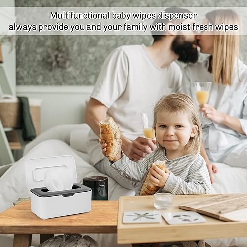 Diaper Wipes Dispenser Wipes Holder, Wipes Tissue Case Keeps Wipes Fresh Tissue Wipes Container with Lid (Blue) - Jamouz