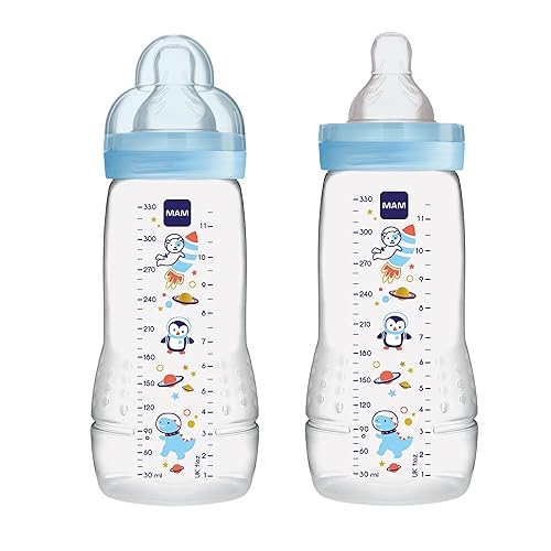 MAM Easy Active Baby Bottle 11oz, Easy Switch Between Breast and Bottle, Easy to Clean, 4+ Months, Girl - Jamouz
