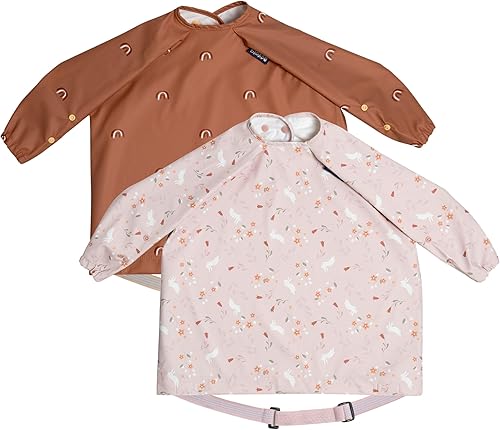 BIBaDO - Long Sleeve Baby Bibs - Babies & Toddlers 6-36 Months - Coverall Baby Led Weaning Bib - Easy Wipe, Soft & Waterproof - Jamouz