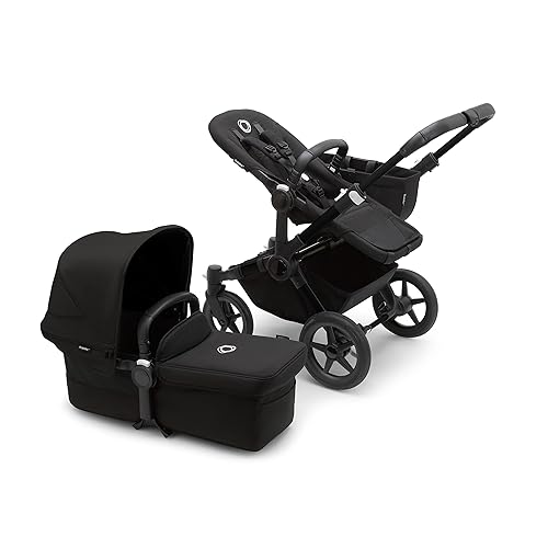 Bugaboo Donkey 5 Mono Complete - Single Stroller Converts to Side-by-Side Double Stroller, Multiple Seat Positions - Alu/Midnight Black-Midnight Black - Jamouz